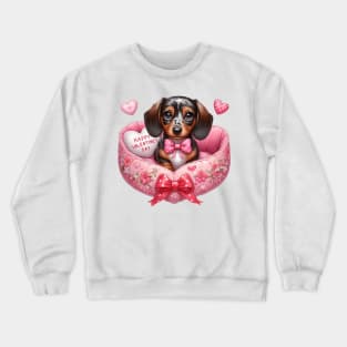 Valentine Dachshund Dog in Bed Crewneck Sweatshirt